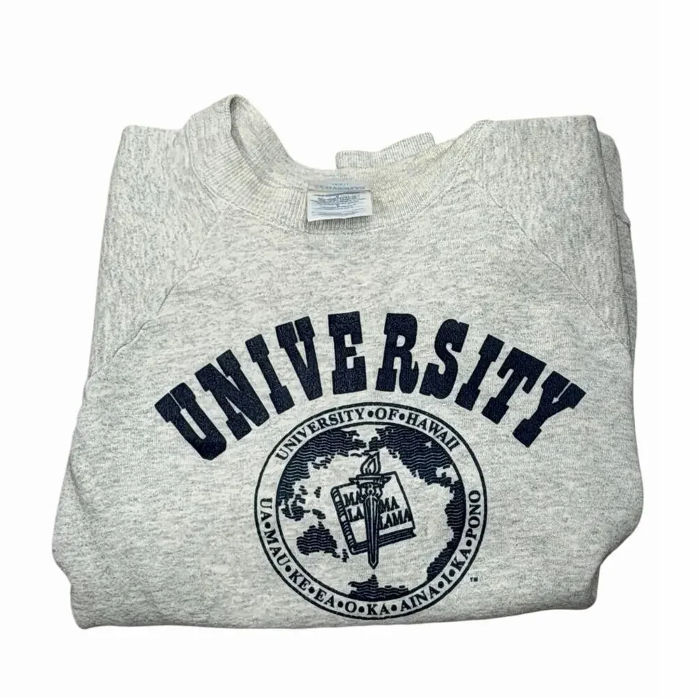 Vtg Rare 80’s University of Hawaii Hanes Fleece Crewneck Sweater Size Large